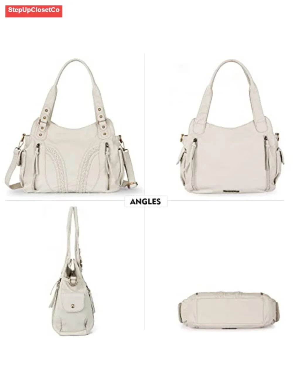 Faux Leather Hobo Handbag with Crossbody Strap, Large Soft Purse